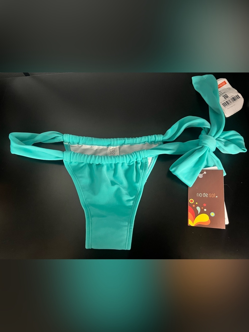 New Rio de Sol Teal Bikini Bottom Mare Lace Made in Brazil - Picture 2 of 5